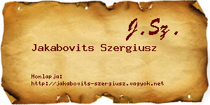 Jakabovits Szergiusz névjegykártya